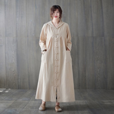 Japanese Linen Kaftan | Handcrafted Button Details | Timeless Elegance